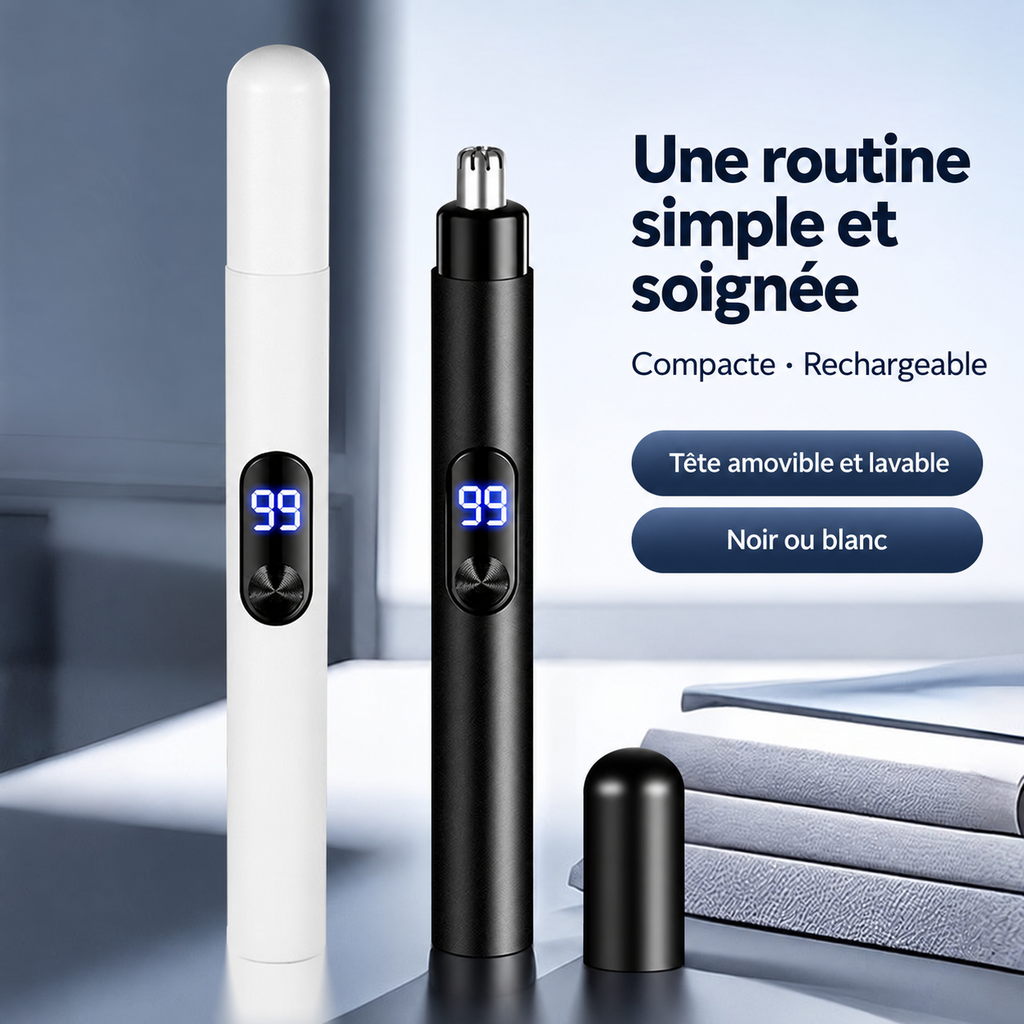 Tondeuse rechargeable noire et blanche : tête amovible et lavable